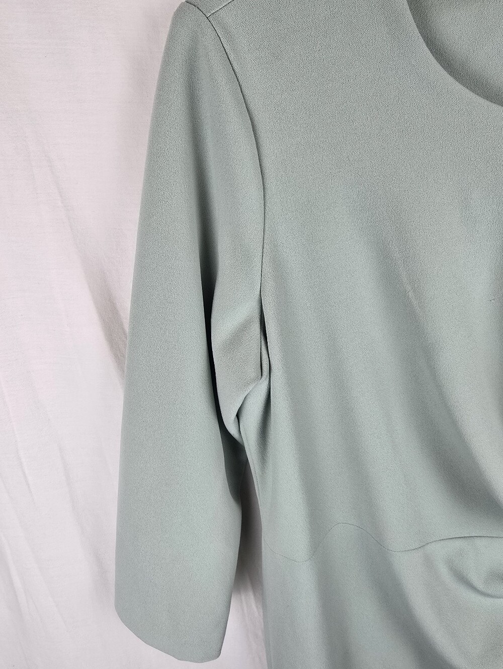 Calvin Klein Sage Green 3/4th Sleeve Twist-Front Sheath Zipper Front Dress Sz 12 - Picture 5 of 11